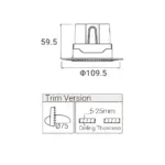 Orbis UVB-ML002M — Ø109.5×H59.5 мм, монтажное отверстие Ø75 мм, потолок 5–25 мм